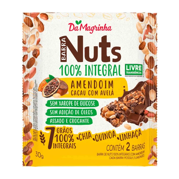 2874 BARRA NUTS 7 G  CACAU E AMENDOIM 30X15G